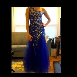 Gorgeous Royal Blue Beaded Prom or Ball Gown